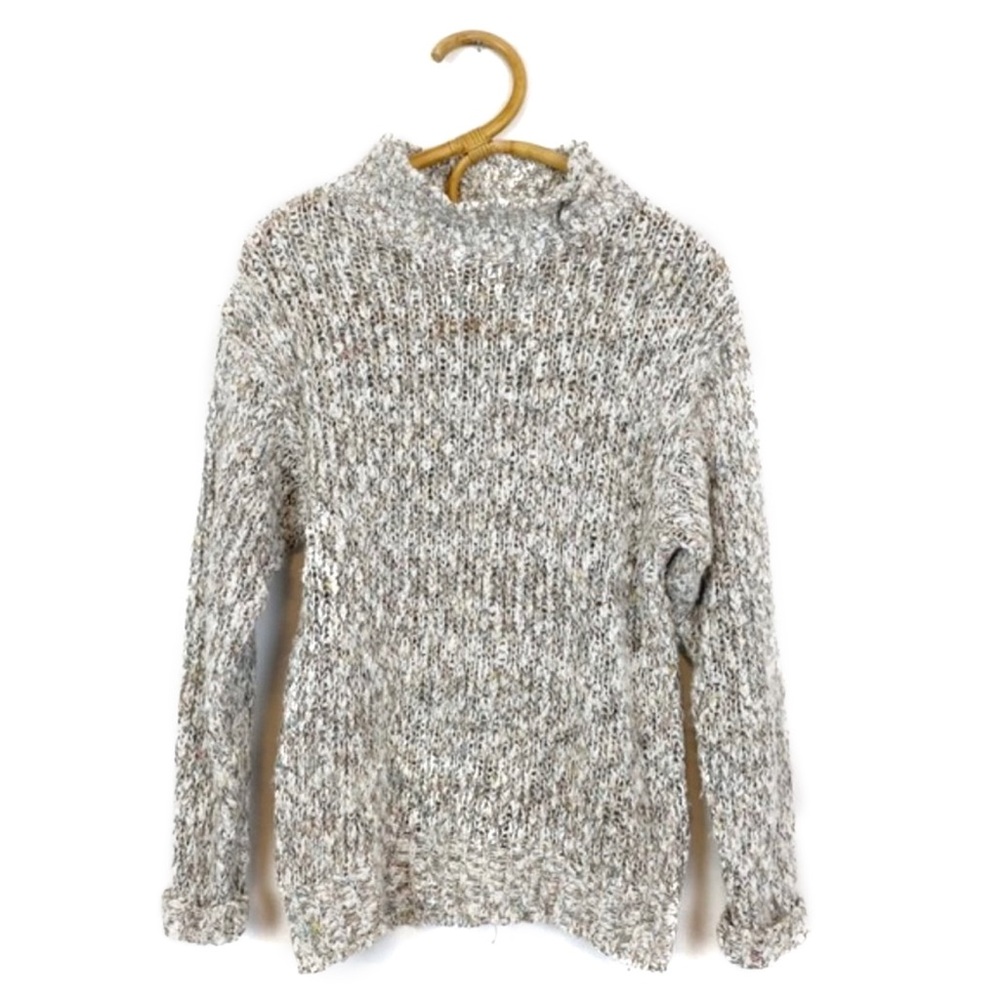 Vintage | Multicolour Textured Knit Mock Neck Sweater Size L